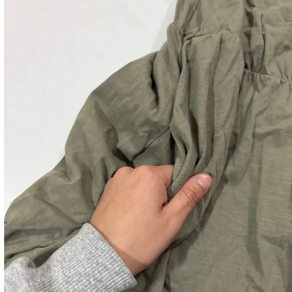 Pact Women’s XL Side Tie Wrap Midi Tank Dress Green Cotton Comfy Casual Staple - Picture 4 of 8